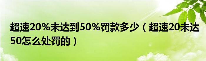 超速20%未达50%怎么处理？解说中国新规制以及处罚方法